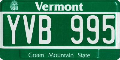 VT license plate YVB995