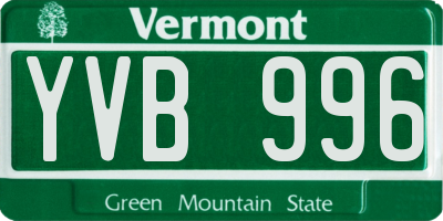 VT license plate YVB996