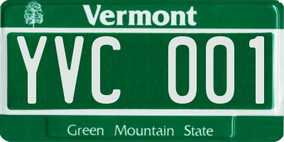 VT license plate YVC001