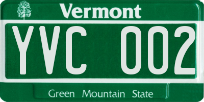 VT license plate YVC002