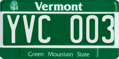 VT license plate YVC003