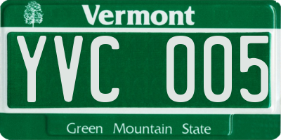 VT license plate YVC005