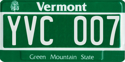 VT license plate YVC007