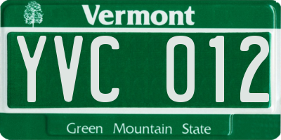 VT license plate YVC012