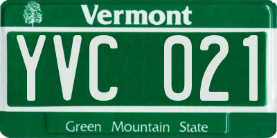 VT license plate YVC021