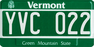 VT license plate YVC022
