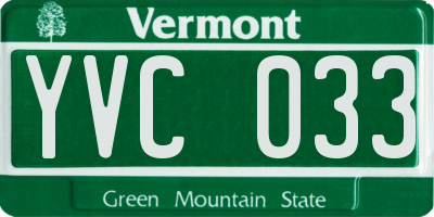 VT license plate YVC033