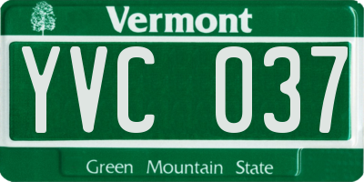 VT license plate YVC037