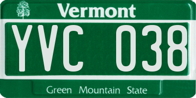 VT license plate YVC038
