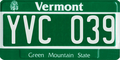 VT license plate YVC039