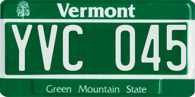 VT license plate YVC045