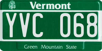 VT license plate YVC068