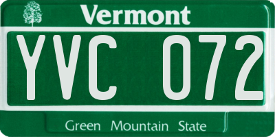 VT license plate YVC072