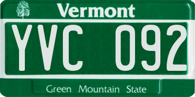 VT license plate YVC092