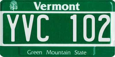 VT license plate YVC102