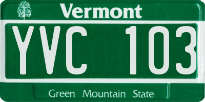 VT license plate YVC103