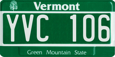 VT license plate YVC106
