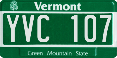 VT license plate YVC107