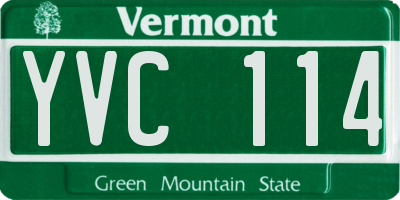 VT license plate YVC114