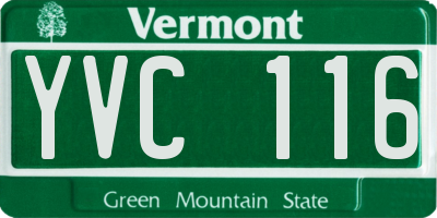 VT license plate YVC116