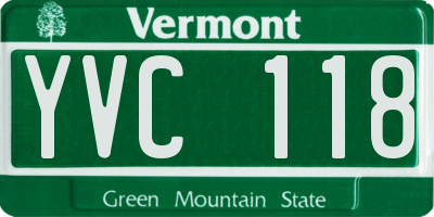 VT license plate YVC118