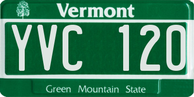 VT license plate YVC120