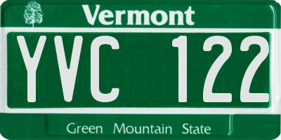 VT license plate YVC122