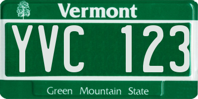 VT license plate YVC123