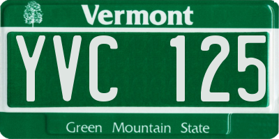 VT license plate YVC125