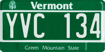VT license plate YVC134