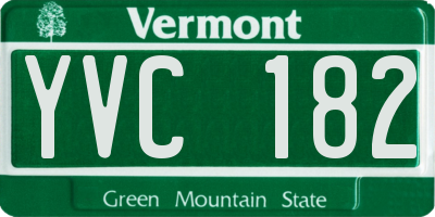 VT license plate YVC182