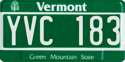 VT license plate YVC183