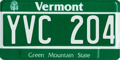 VT license plate YVC204