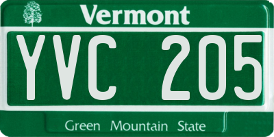 VT license plate YVC205