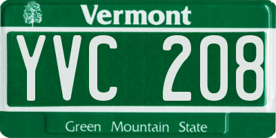 VT license plate YVC208