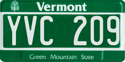 VT license plate YVC209