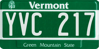 VT license plate YVC217