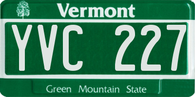 VT license plate YVC227