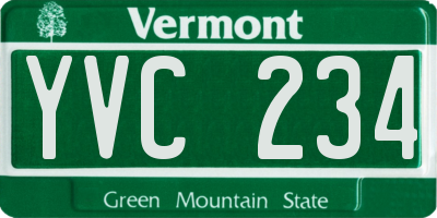 VT license plate YVC234