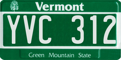 VT license plate YVC312