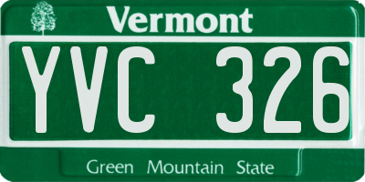 VT license plate YVC326