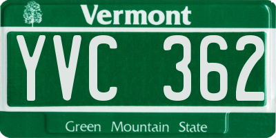 VT license plate YVC362