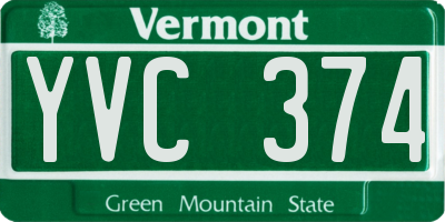 VT license plate YVC374