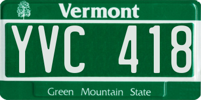 VT license plate YVC418