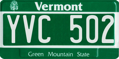 VT license plate YVC502
