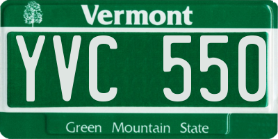 VT license plate YVC550