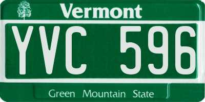 VT license plate YVC596