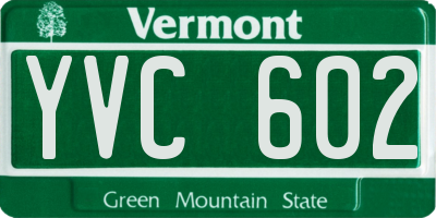 VT license plate YVC602