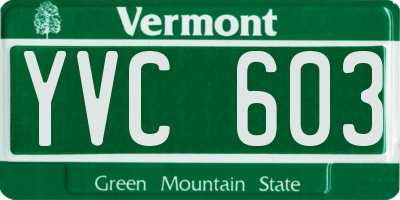 VT license plate YVC603