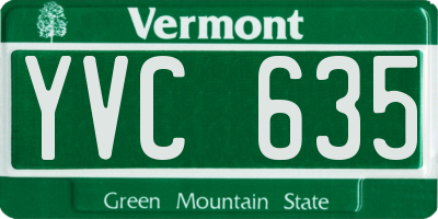 VT license plate YVC635